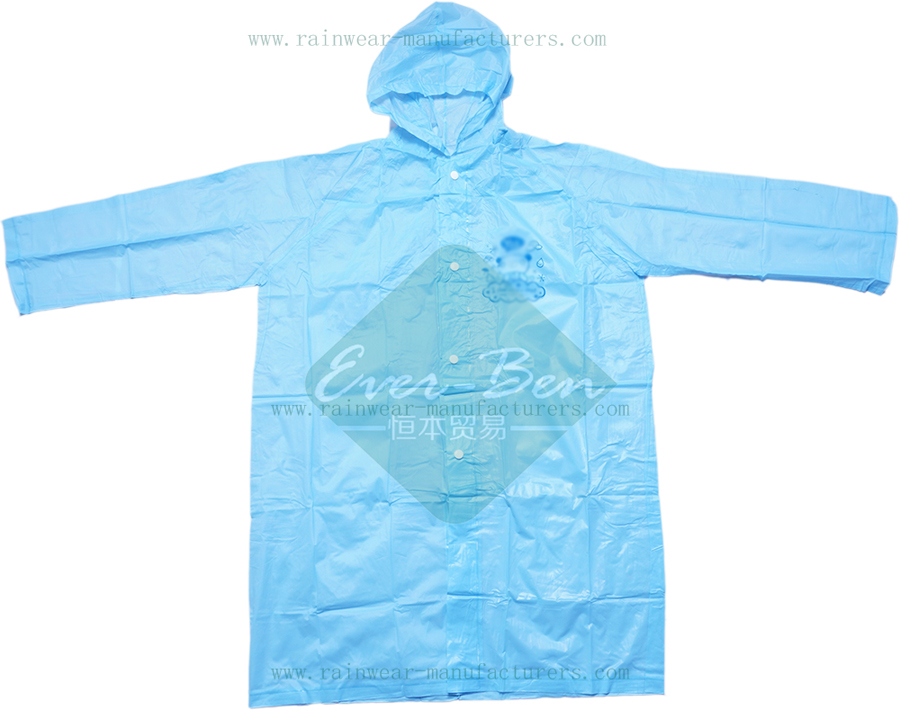 Blue PVC festival rain mac wholesaler